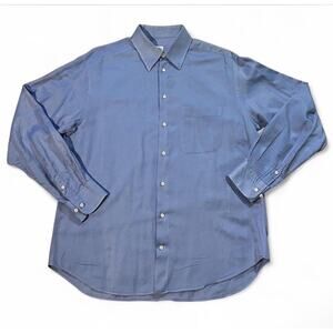 Armani Collezioni Men’s Blue Button Down Shirt Size L 17×43 Long Sleeve Italy